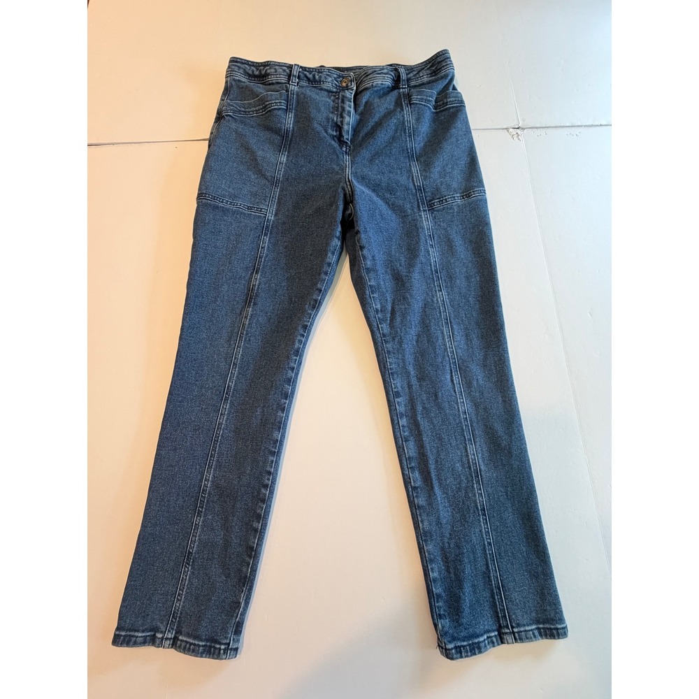 Boden Denim Seam Detail Straight Leg Jeans Blue Utility Patch Pocket US 14R